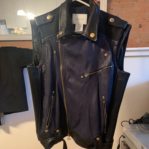 Leather Pierre Balmain Vest - Picture 1 of 8